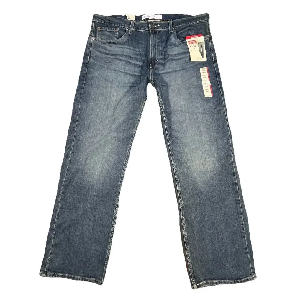 Levi Strauss Signature S61 Relaxed Jeans 38x30 Dark Wash Denim NWT